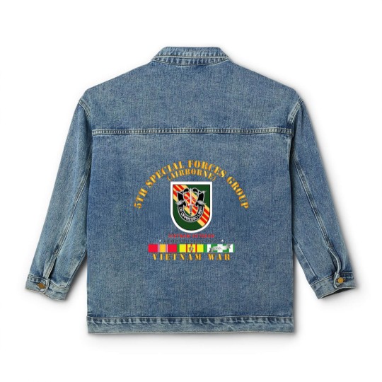 Discover Army 5th Special Forces Group w Flash VN SVC Classic Women's Denim Jackets