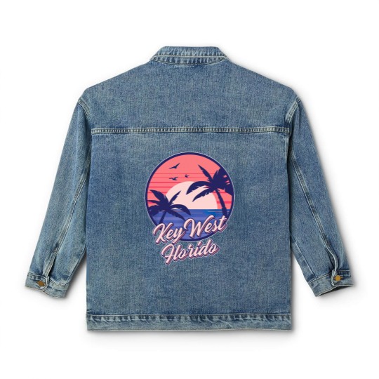 Discover Key West Florida Sunset Beach Summer Seawaves Classic Women's Denim Jackets