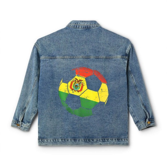 Discover Bolivia Soccer Ball Flag Classic Women's Denim Jackets