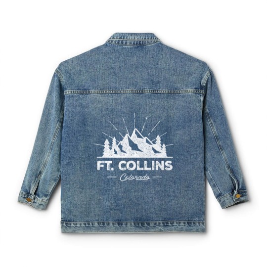 Discover Ft Fort Collins Colorado CO Classic Women's Denim Jackets Vintage Hiking Retro Classic Women's Denim Jackets