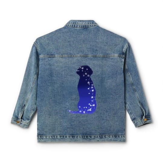 Discover Cosmic dog silhouette in blue with stars Classic Women's Denim Jackets