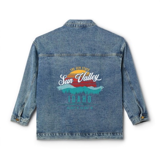 Discover Retro Sun Valley Idaho Vintage Mountains Sun Souve Classic Women's Denim Jackets