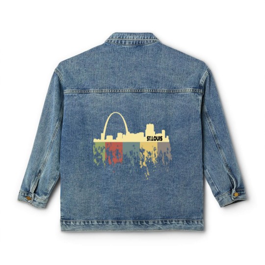 Discover Retro St Louis Classic Women's Denim Jackets Vintage 70s 80s City Silhouette Classic Women's Denim Jackets