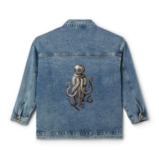 Discover Retro Fashion SCUBA Diver Weird Killer Octopus Classic Women's Denim Jackets