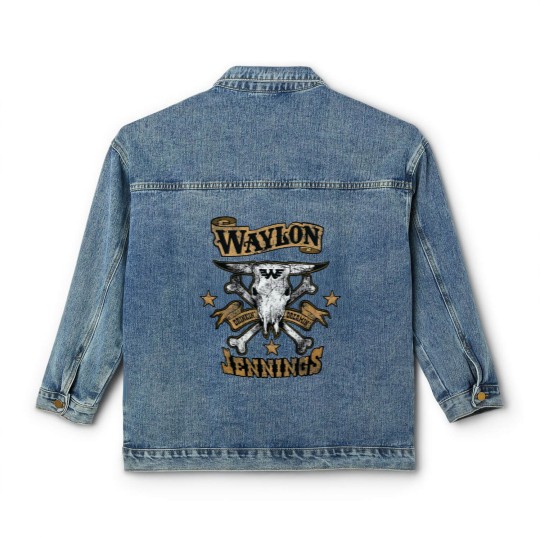 Discover Waylon Jennings Logo Design Classic Classic Women's Denim Jackets