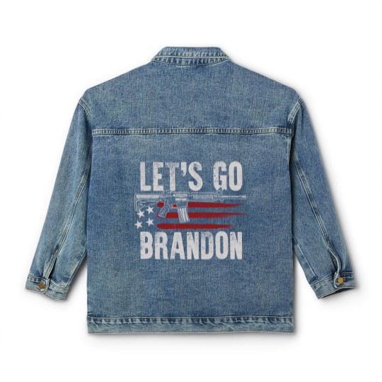 Discover Gun American Flag Patriots Let's Go Brandon  Classic Women's Denim Jackets