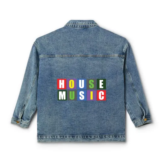 Discover House Music Blocks Blk Classic Women's Denim Jackets