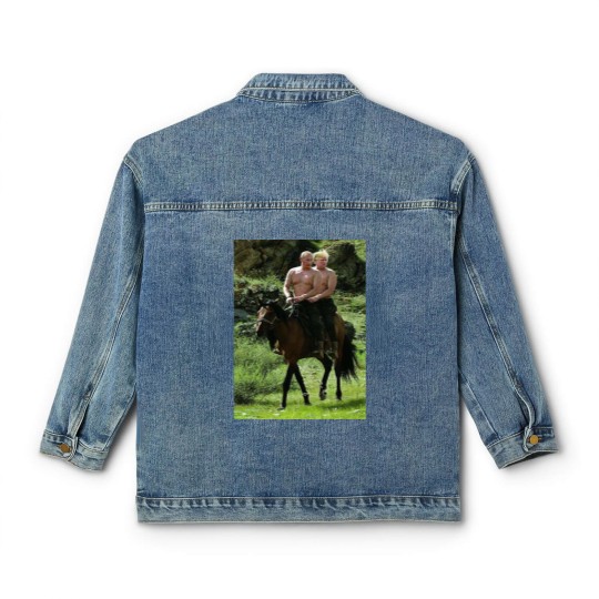 Discover Trump Putin Meme Classic Women's Denim Jackets Russian Putin Riding A Horse With Donald Trump Meme