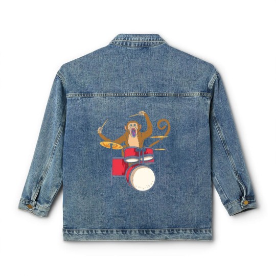 Discover Monkey Playing Drums Drummer Band The Animal Classic Women's Denim Jackets