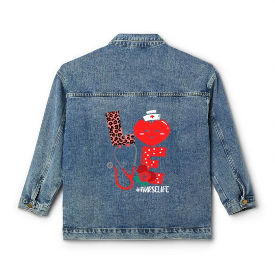 Discover Love Heart Stethoscope Nurse Life Valentine Day 2022 Women Classic Women's Denim Jackets