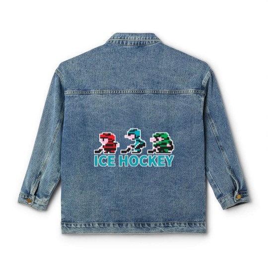 Discover 8-bit Ice Hockey Guys for Dark Classic Women's Denim Jackets - Nintendo - Classic Women's Denim Jackets