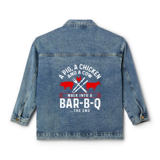Discover Grill Barbecue BBQ Season Meat Grillmaster Gift Classic Women's Denim Jackets