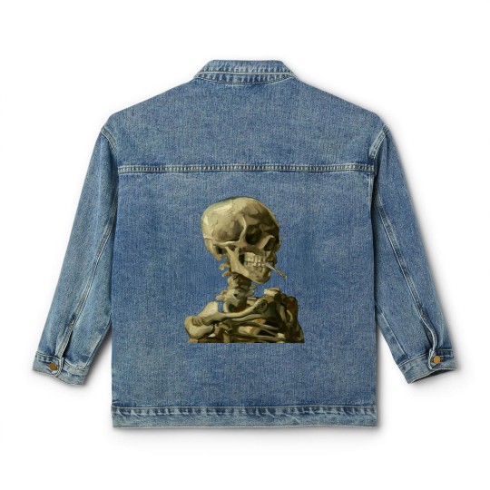 Discover Skull with Burning Cigarette by Vincent van Gogh - Skull - Classic Women's Denim Jackets