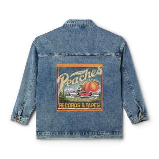 Discover Peaches Classic Women's Denim Jackets Classic Women's Denim Jackets Classic Women's Denim Jackets Classic Women's Denim Jackets Music Graphic Design Classic Women's Denim Jackets Vintage Retro Art 80s 1980s Tapes and Records Unisex Classic Women's Denim Jackets Gift