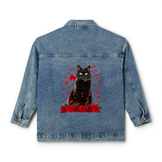 Discover Black Cat Valentines Day Teenager Classic Women's Denim Jackets