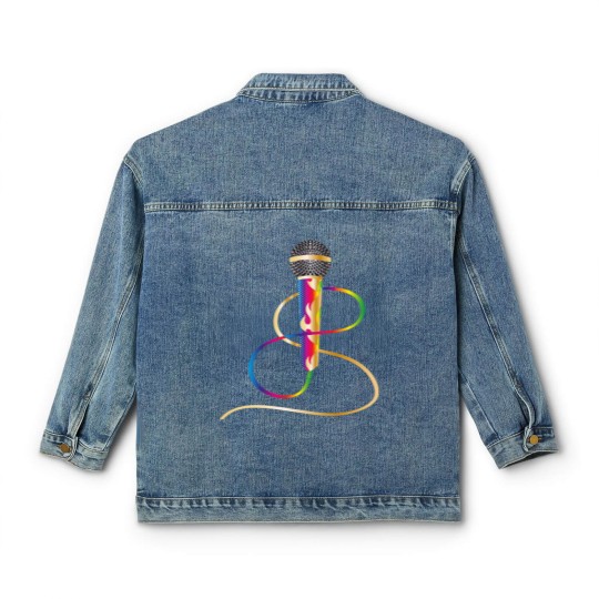 Discover stylish microphone with rainbow handle Classic Women's Denim Jackets