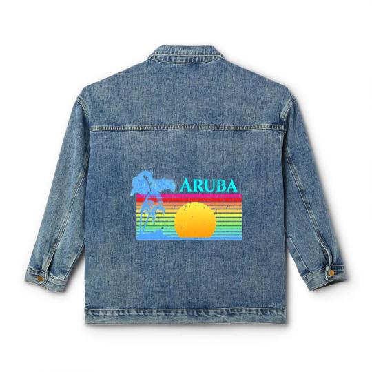 Discover Retro Beach Aruba Sunset - Aruba - Classic Women's Denim Jackets