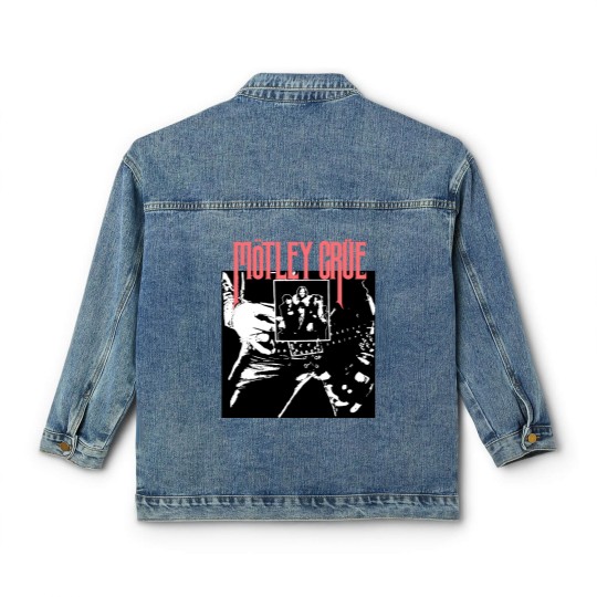 Discover Vintage 2000's Original Motley Crue Rock Band Concert Too Fast For Love Tour Black & Red Classic Women's Denim Jackets