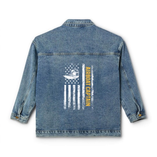 Discover Airboat American Flag, airboating Classic Women's Denim Jackets