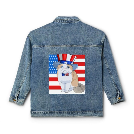 Discover Exotic Shorthair Cat 4th of July - Exotic Cat - Classic Women's Denim Jackets
