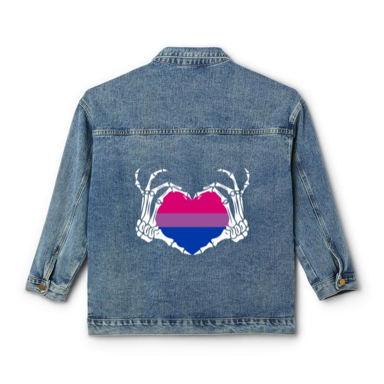 Discover Skeleton Hand Heart Bisexual Funny Halloween Classic Women's Denim Jackets