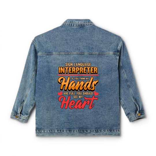 Discover sign language interpreter signpost gesture Classic Women's Denim Jackets