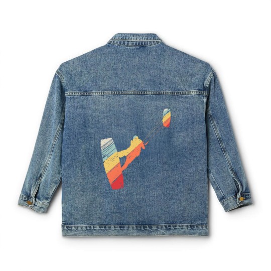 Discover Kite Boarding Kiteboarder Retro Vintage Classic Women's Denim Jackets