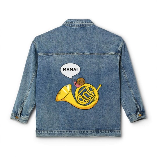 Discover Snail French Horn Shell Pun Musician Gift Classic Women's Denim Jackets