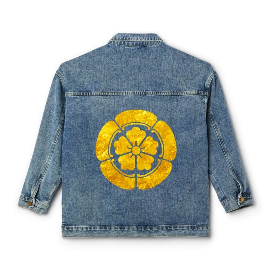 Discover Oda Mon Japanese samurai clan faux gold on black Classic Women's Denim Jackets