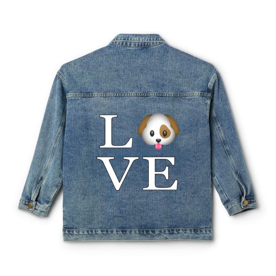 Discover Love Cute Dog _emoji icon smiley emoticon Classic Women's Denim Jackets