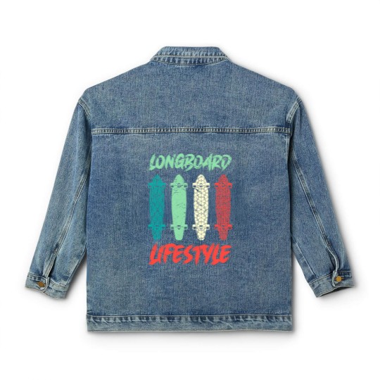 Discover Longboard Lifestyle Skateboarder Saying Gift Classic Women's Denim Jackets