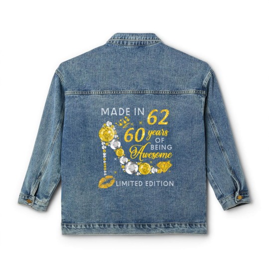 Discover Made In 1962  60 Years Of Being Awesome Jewelry Gold Sparkle - Made In 1962 - Classic Women's Denim Jackets