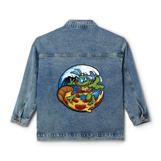 Discover ninja turtles surfing pizza Classic Women's Denim Jackets