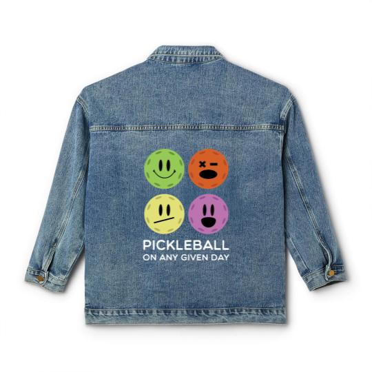 Discover Gift for Pickleball Players Any Given Day Funny Classic Women's Denim Jackets