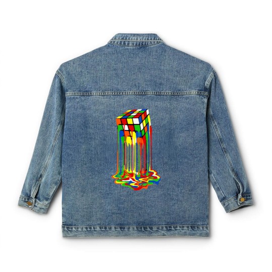 Discover Rainbow Abstraction melted rubix cube - Rubix Cube - Classic Women's Denim Jackets