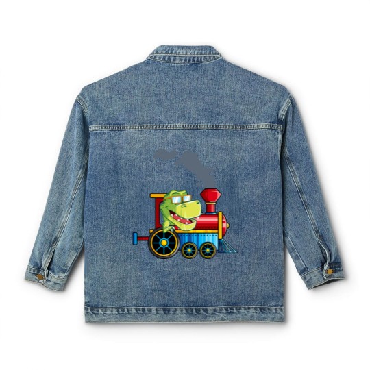 Discover Funny Dinosaur Riding A Train Tyrannosaurus Dino B Classic Women's Denim Jackets
