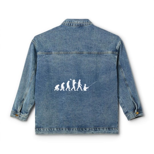 Discover Evolution of Man Fly Fishing Outdoor Hobby Family Classic Women's Denim Jackets