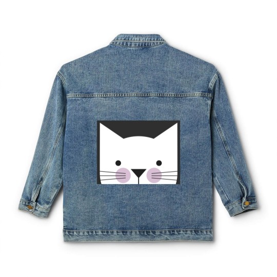 Discover Peek-a-Boo Kitty, Black and White with Lavender Cheeks - Cats - Classic Women's Denim Jackets