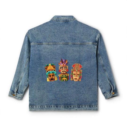 Discover Aztec Mask Inca Culture Maya Civilization Gift Classic Women's Denim Jackets