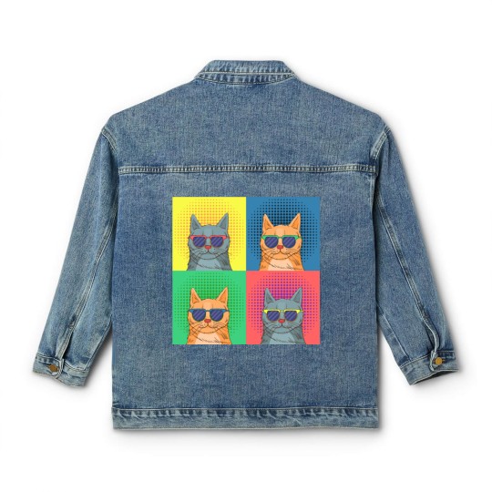 Discover cat pop art Classic Women's Denim Jackets