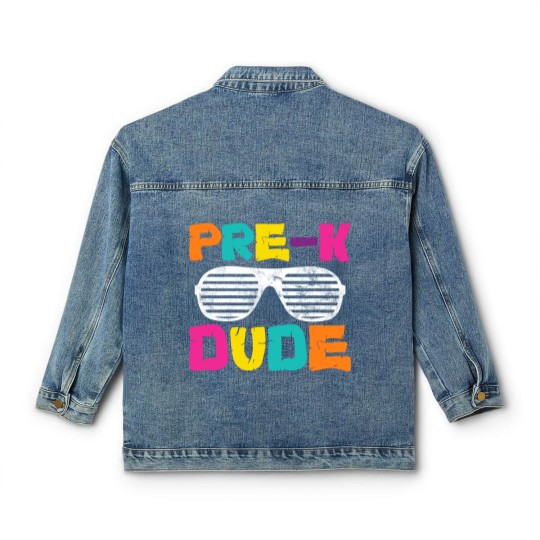 Discover Pre-K Dude Back To School Teacher Student Preschool Classic Women's Denim Jackets