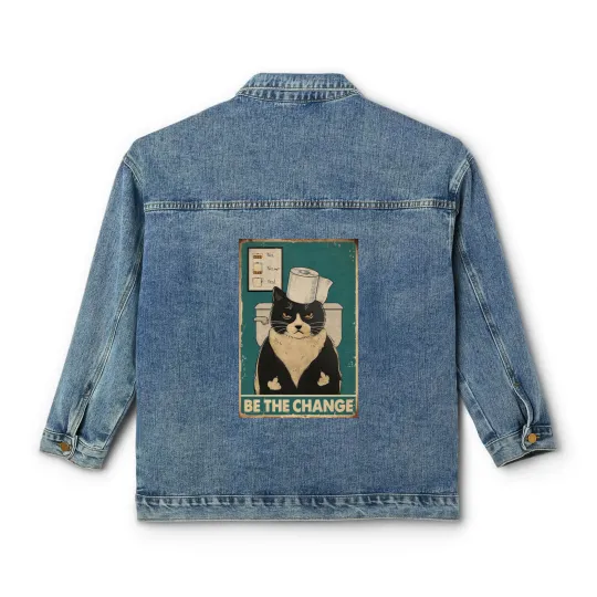 Discover Be The Change Tuxedo Cat kitten quotes gift Classic Women's Denim Jackets