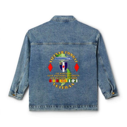 Discover Vietnam Combat Vet - 1st Bn 61st Infantry - 5th Inf Div SSI - Vietnam Combat Vet 1st Bn 61st Infan - Classic Women's Denim Jackets