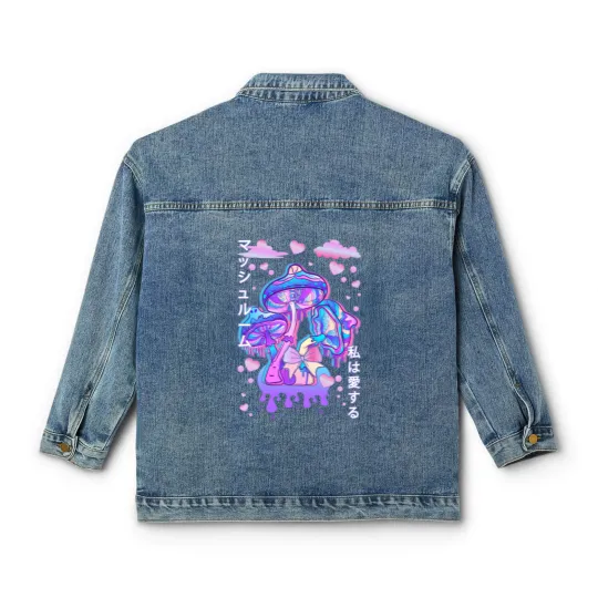 Discover Pastel Goth Mushroom Japan Kanji Classic Women's Denim Jackets