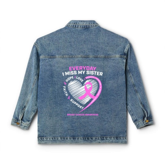 Discover Loving Memory Classic Women's Denim Jackets Sister Breast Cancer Awareness Classic Women's Denim Jackets