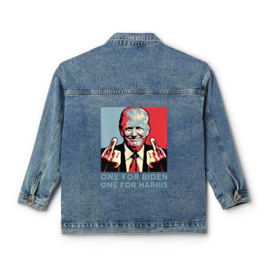 Discover Middle Finger Biden Republican American Flag Classic Women's Denim Jackets
