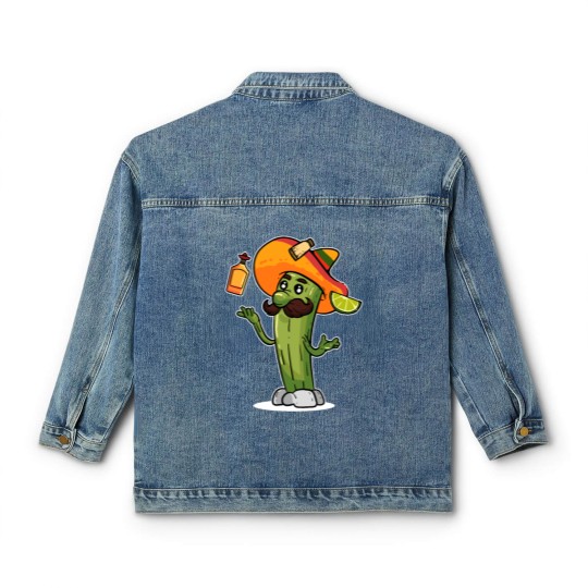 Discover Funny Mexican Cactus Juggles Tequila Cinco de Classic Women's Denim Jackets
