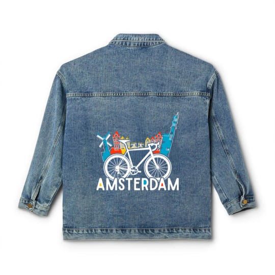 Discover Amsterdam bike in Holland Classic Women's Denim Jackets