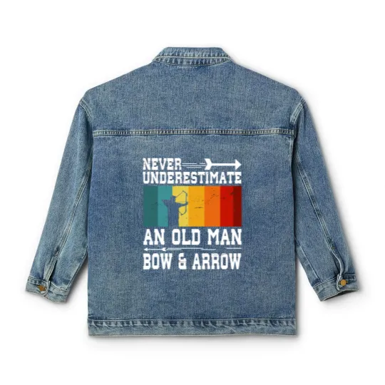 Discover Never Underestimate An Old Man With Bow and Arrow Classic Women's Denim Jackets