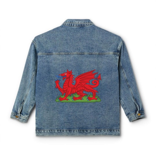 Discover Wales Red Dragon National Flag Symbol Classic Women's Denim Jackets